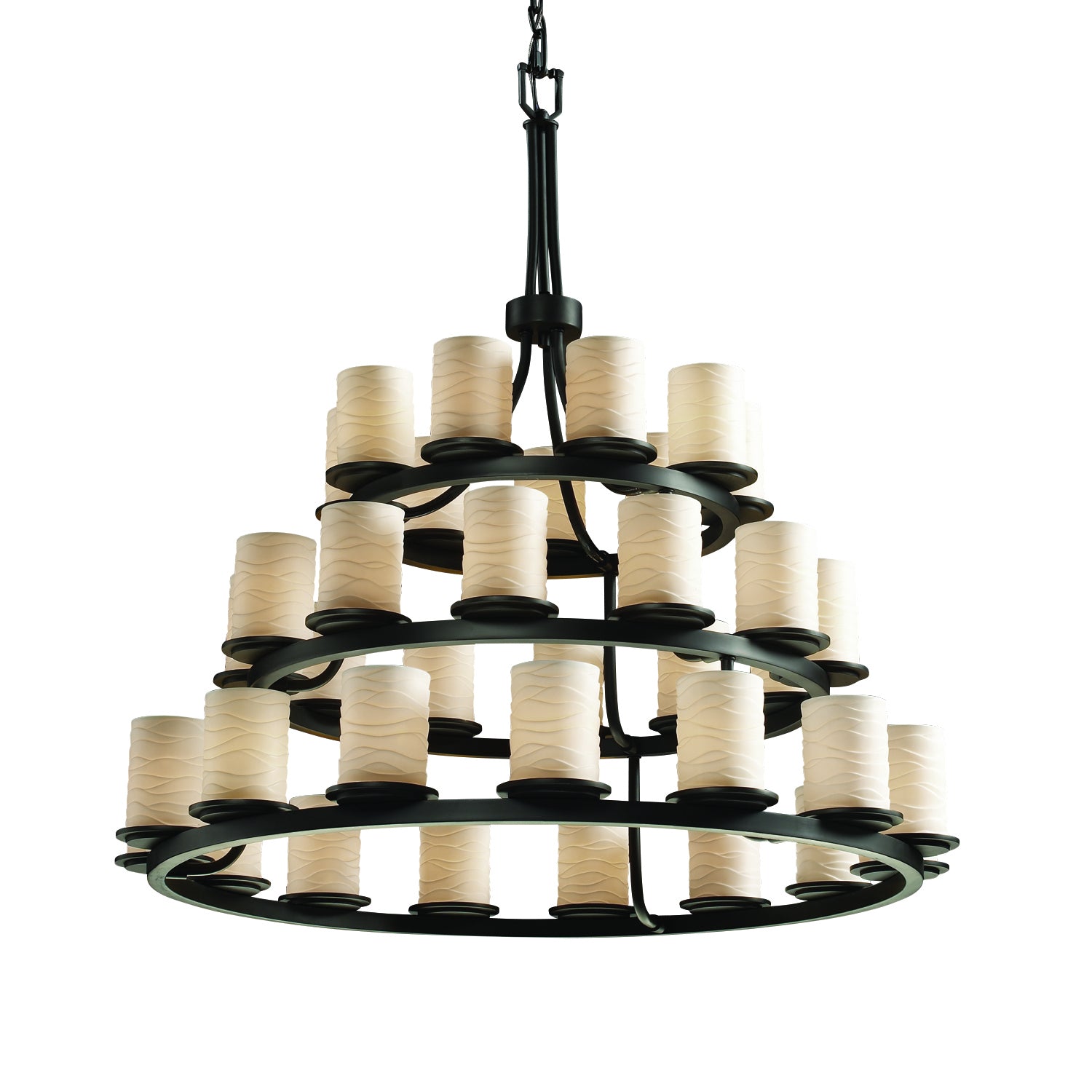 Justice Designs - POR-8712-10-WAVE-MBLK-LED36-25200 - LED Chandelier - Limoges - Matte Black