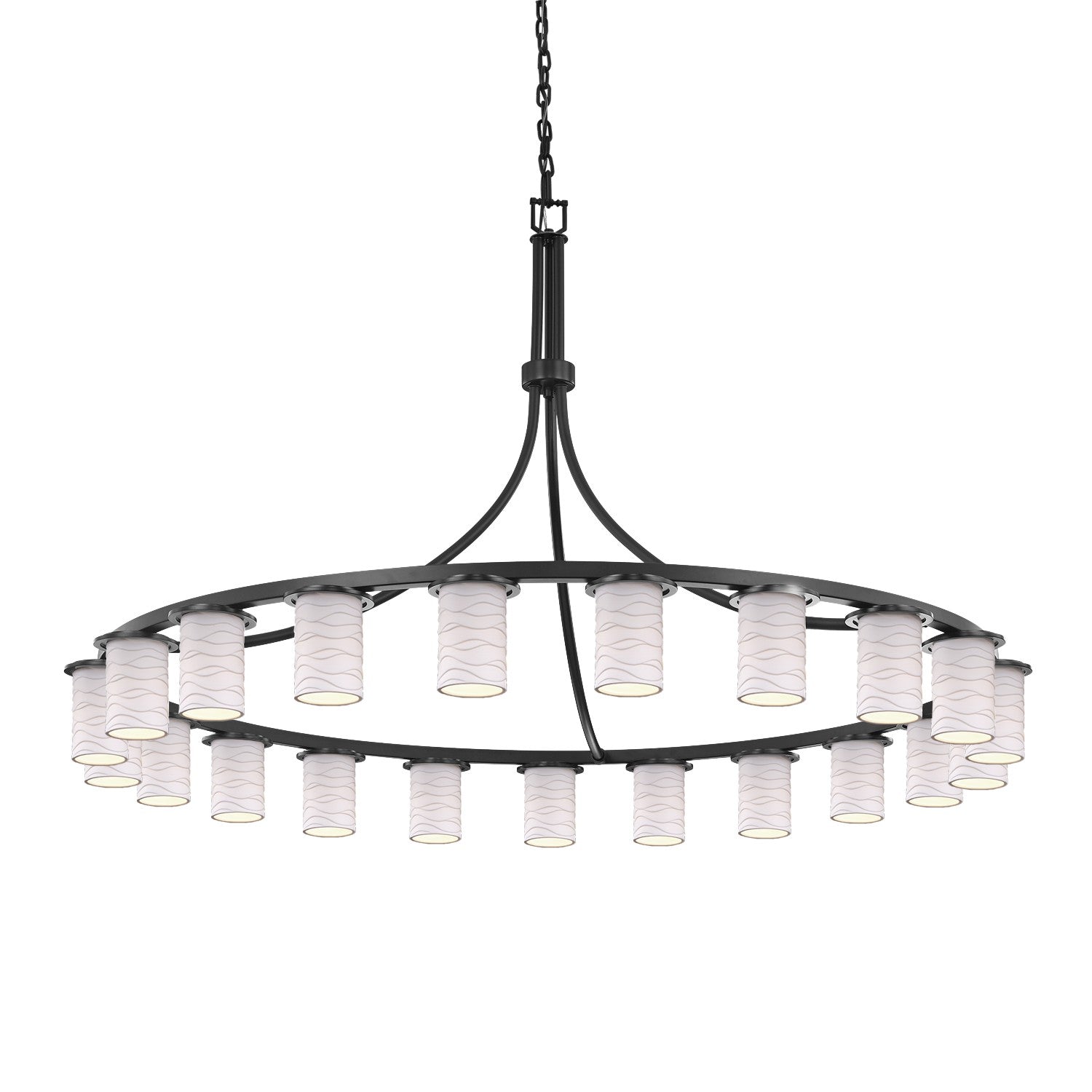 Justice Designs - POR-8736-10-WAVE-MBLK - 21 Light Chandelier - Limoges - Matte Black