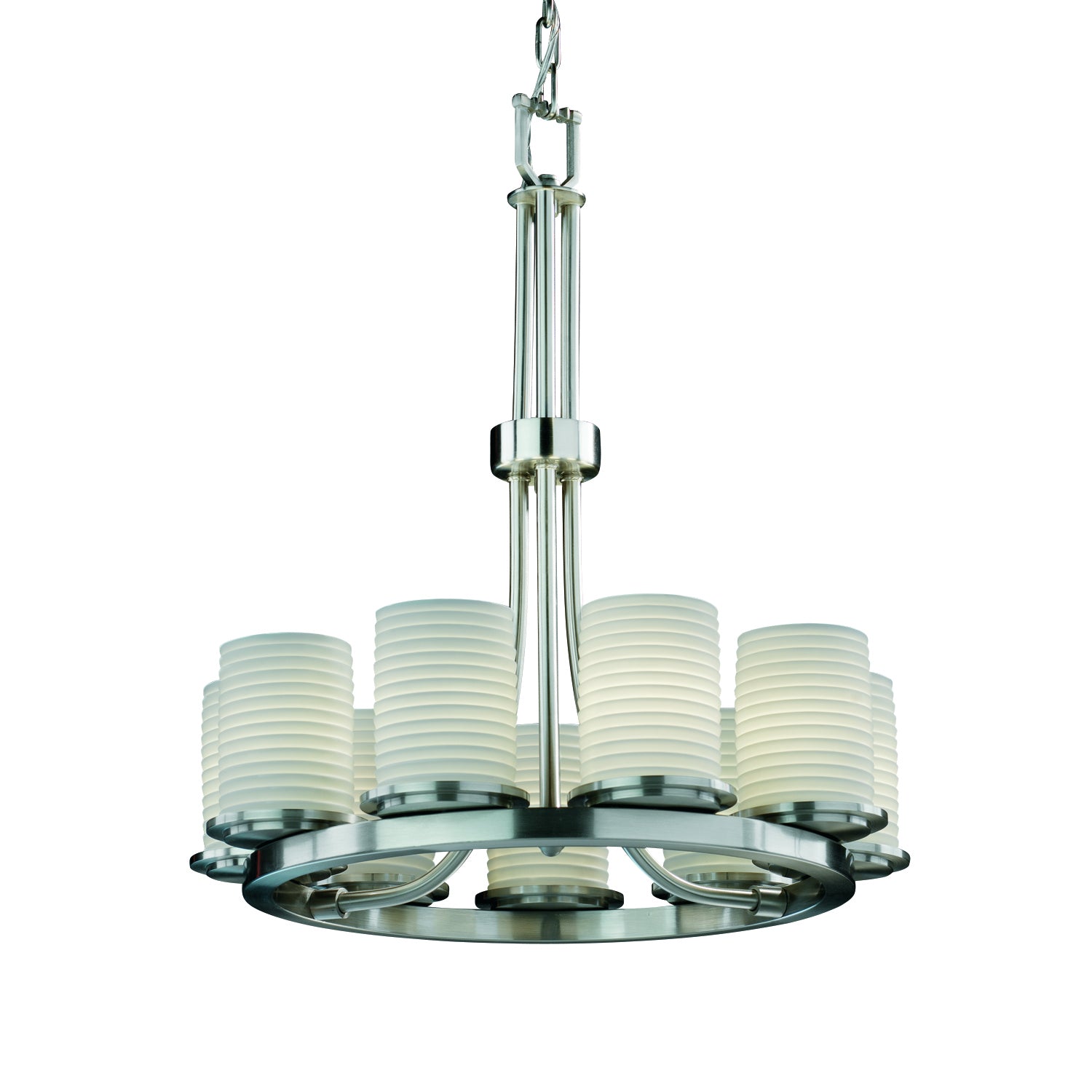 Justice Designs - POR-8766-10-SAWT-NCKL-LED9-6300 - LED Chandelier - Limoges - Brushed Nickel