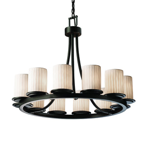 Justice Designs - POR-8768-10-WFAL-MBLK-LED12-8400 - LED Chandelier - Limoges - Matte Black