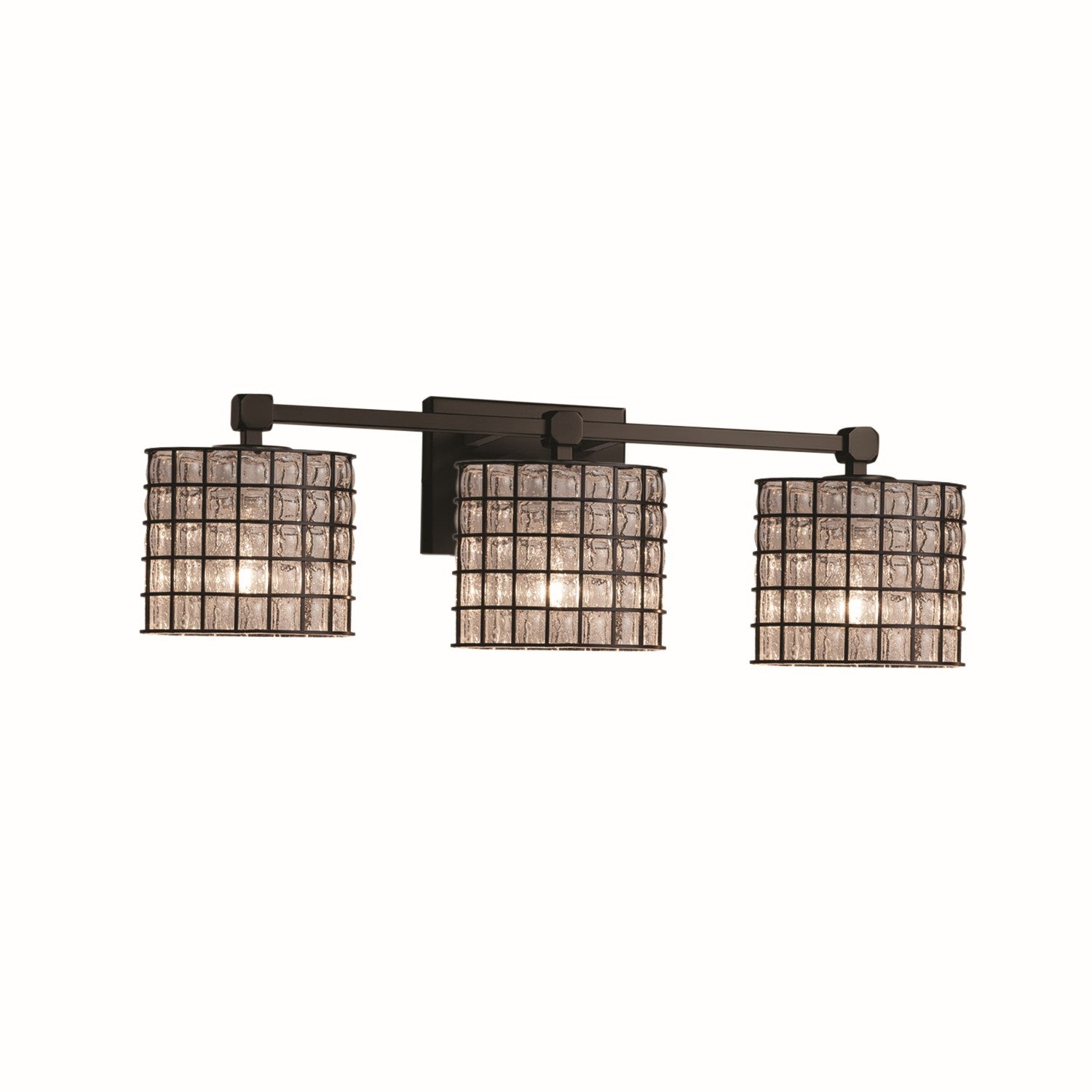 Justice Designs - WGL-8423-30-GRCB-MBLK - Three Light Bath Bar - Wire Glass - Matte Black