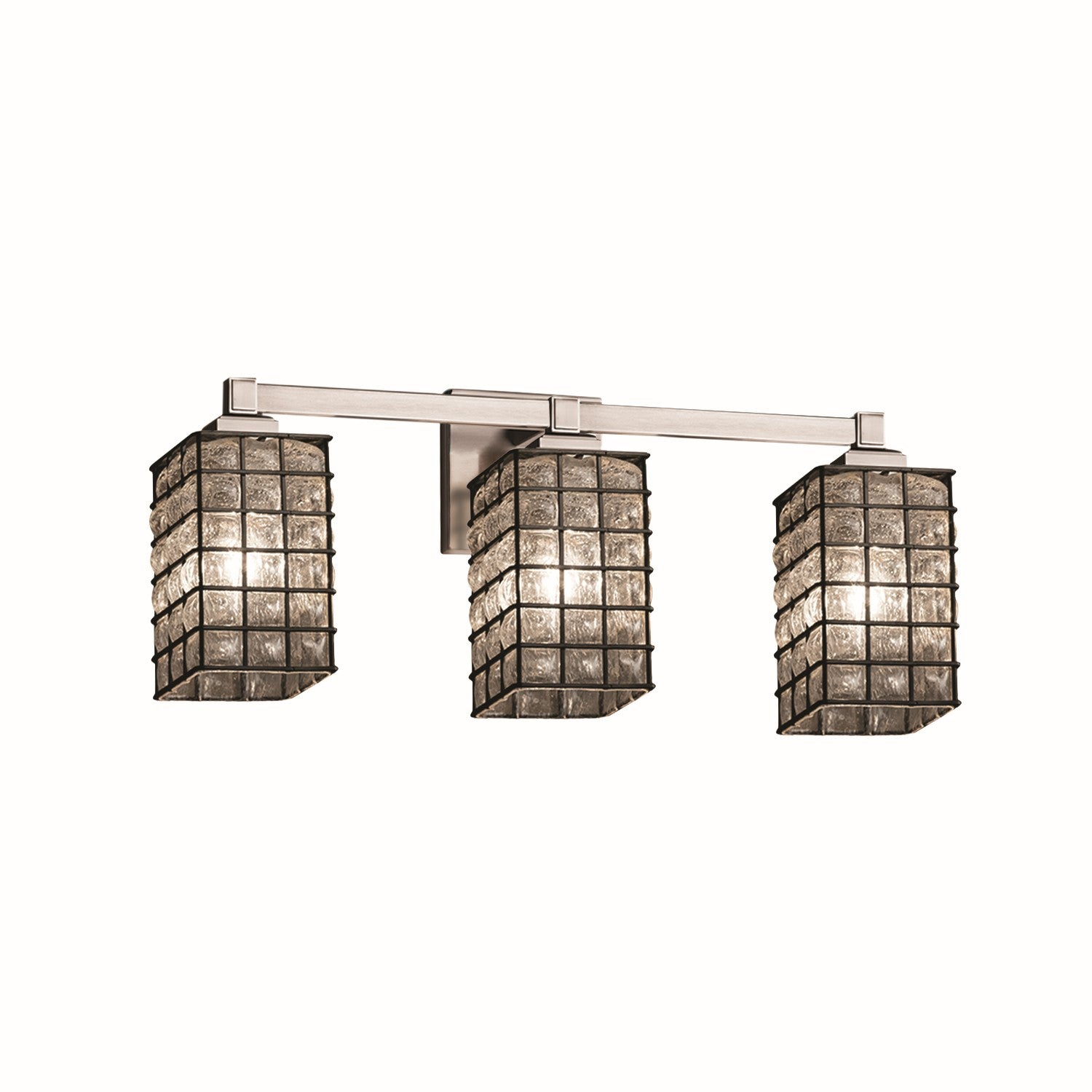 Justice Designs - WGL-8433-15-GRCB-NCKL-LED3-2100 - LED Bath Bar - Wire Glass - Brushed Nickel