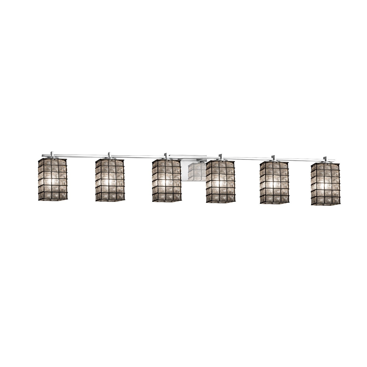 Justice Designs - WGL-8446-15-GRCB-CROM - Six Light Bath Bar - Wire Glass - Polished Chrome