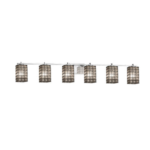 Justice Designs - WGL-8446-15-GRCB-CROM - Six Light Bath Bar - Wire Glass - Polished Chrome