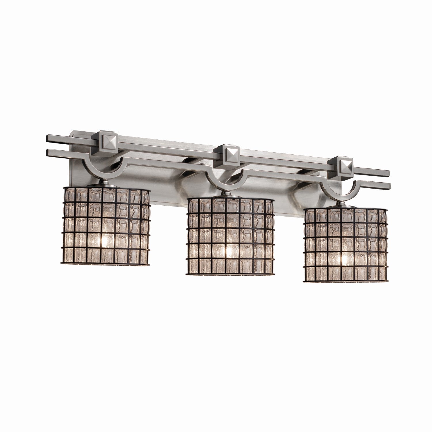 Justice Designs - WGL-8503-30-GRCB-NCKL - Three Light Bath Bar - Wire Glass - Brushed Nickel