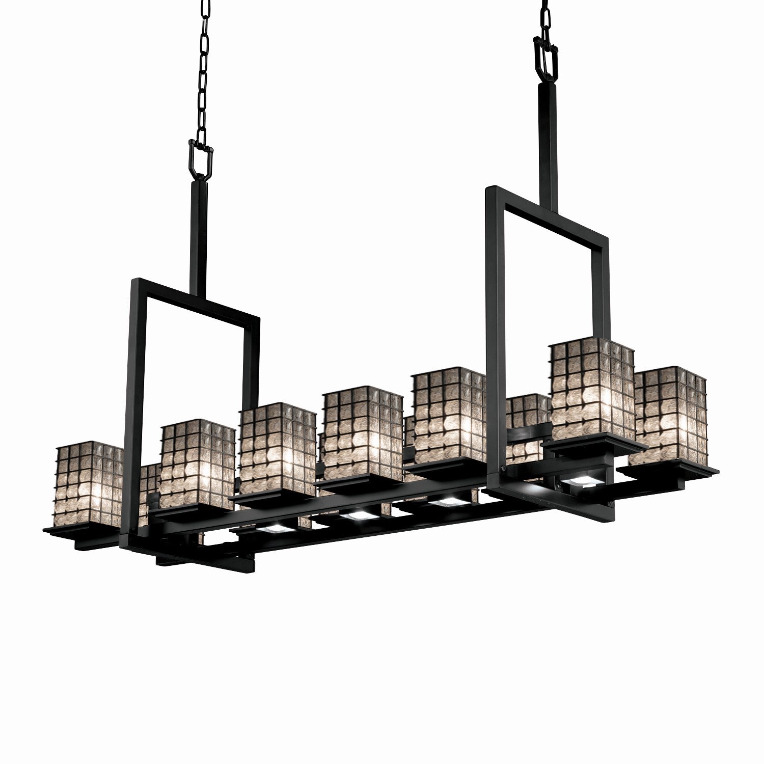 Justice Designs - WGL-8619-15-GRCB-MBLK - 17 Light Chandelier - Wire Glass - Matte Black