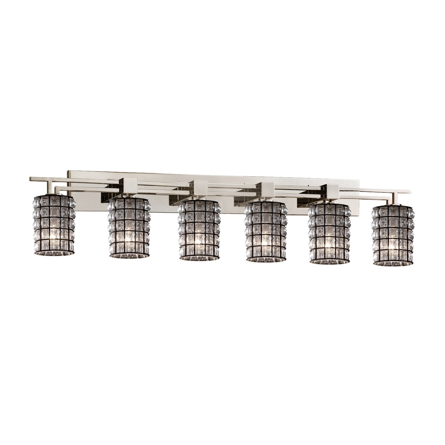 Justice Designs - WGL-8706-10-GRCB-NCKL - Six Light Bath Bar - Wire Glass - Brushed Nickel