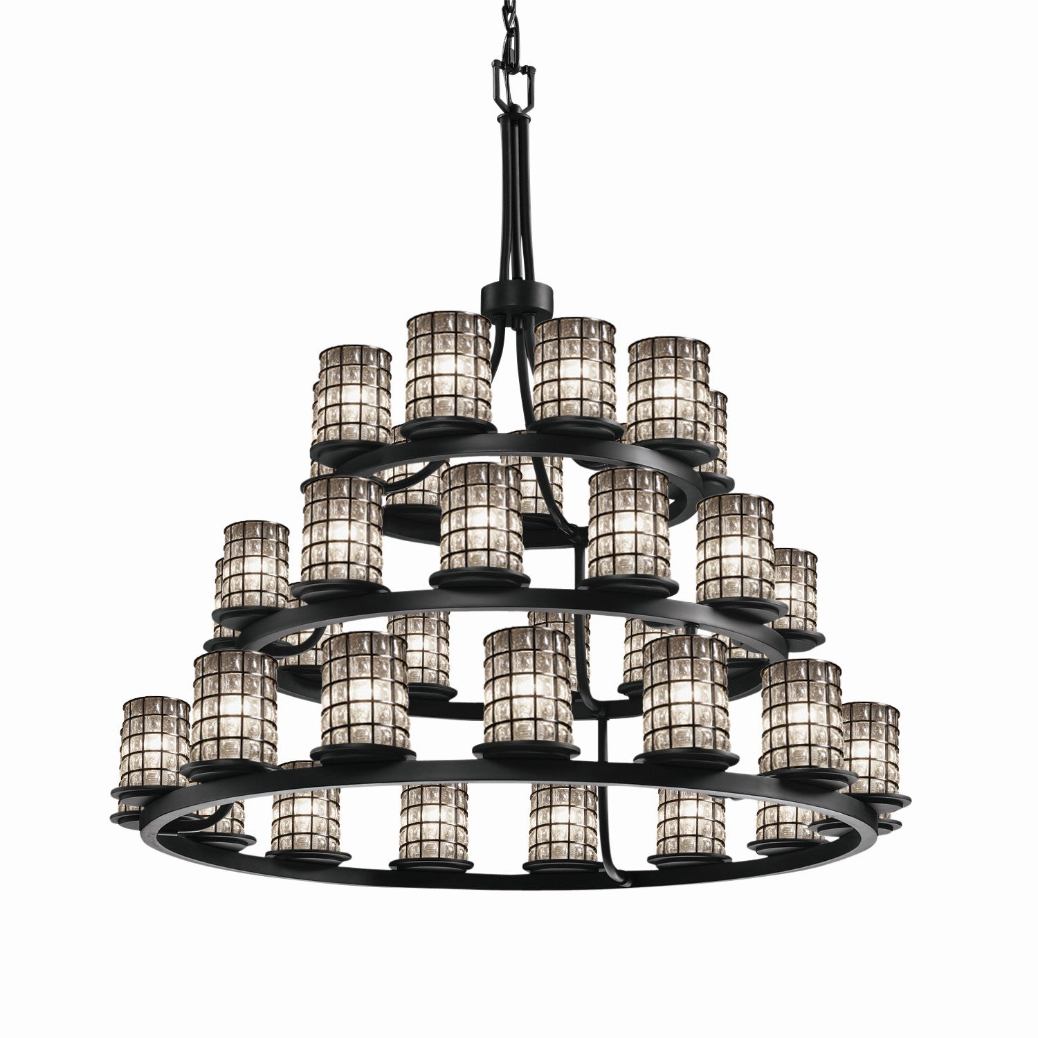 Justice Designs - WGL-8712-10-GRCB-MBLK-LED36-25200 - LED Chandelier - Wire Glass - Matte Black