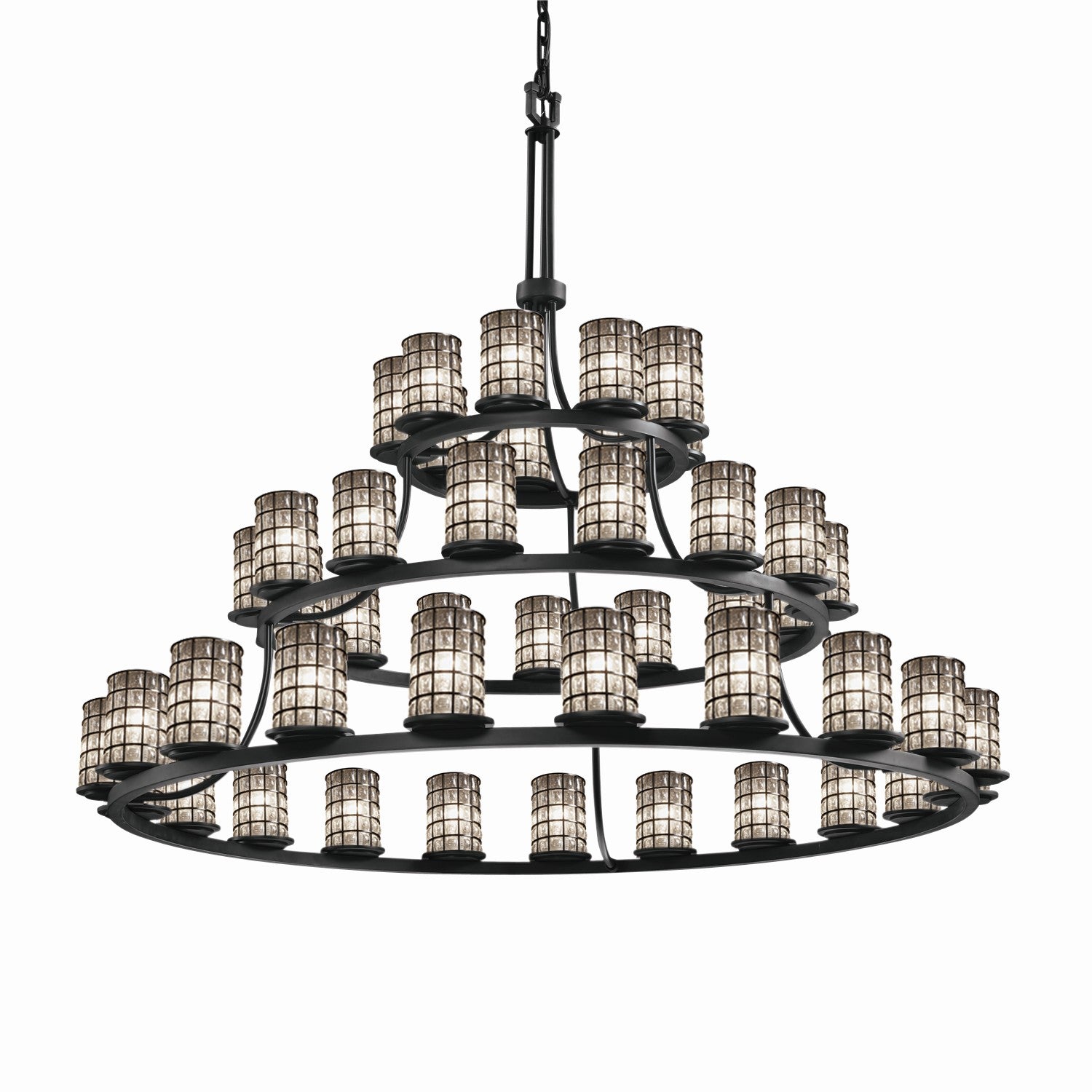 Justice Designs - WGL-8714-10-GRCB-MBLK - 45 Light Chandelier - Wire Glass - Matte Black