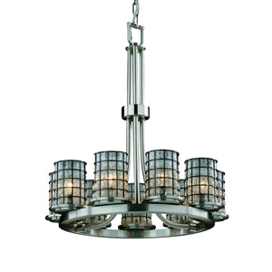 Justice Designs - WGL-8766-10-GRCB-NCKL-LED9-6300 - LED Chandelier - Wire Glass - Brushed Nickel