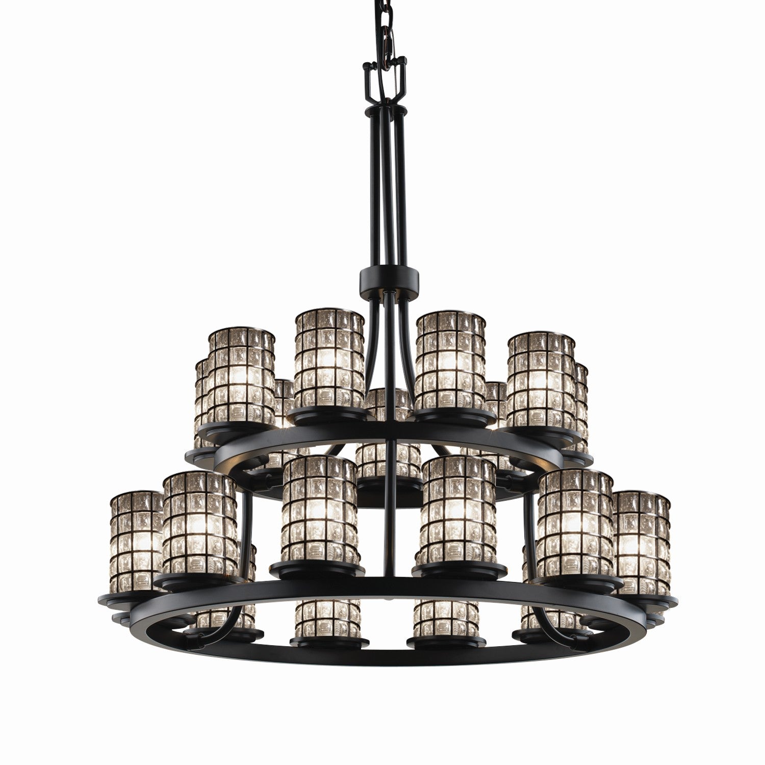 Justice Designs - WGL-8767-10-GRCB-MBLK - 21 Light Chandelier - Wire Glass - Matte Black