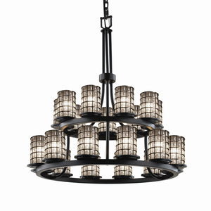 Justice Designs - WGL-8767-10-GRCB-MBLK - 21 Light Chandelier - Wire Glass - Matte Black