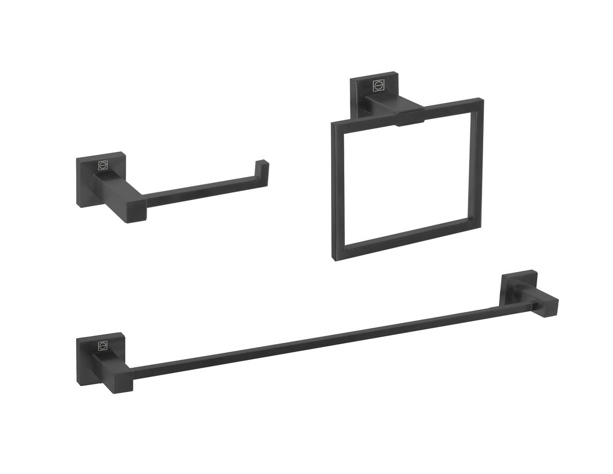 Elegant Lighting - HWB-12S3RMBK - 3-Piece Bathroom Hardware Set - Isla - Matte Black