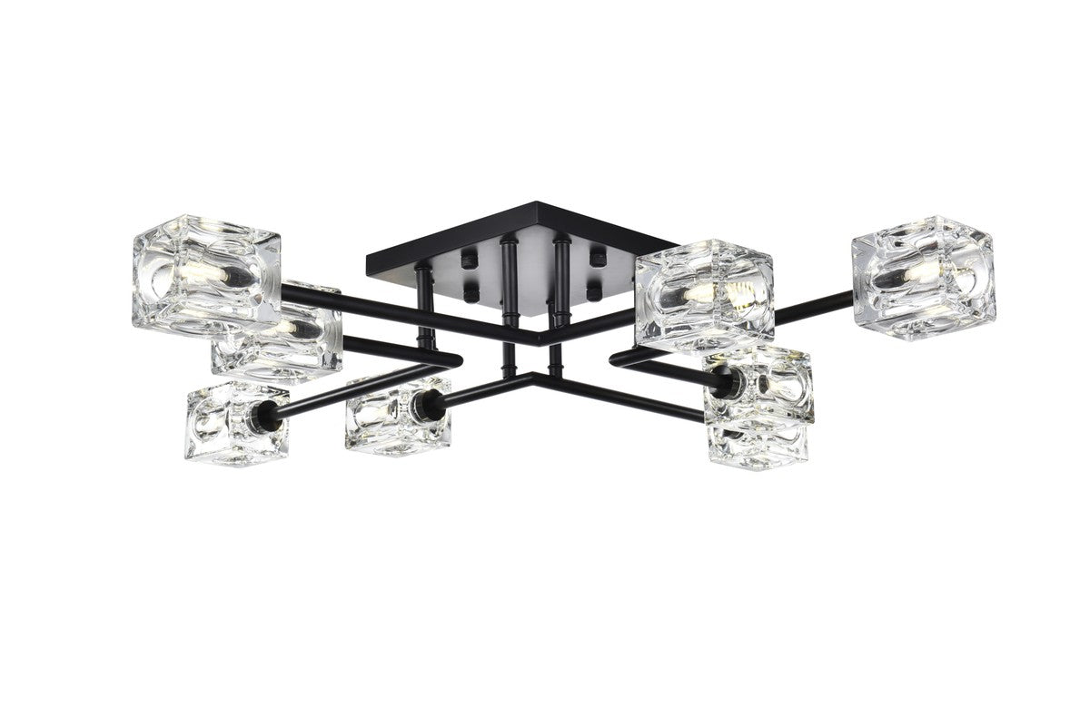 Elegant Lighting - LD920F32BK - Eight Light Flush Mount - Lyra - Black