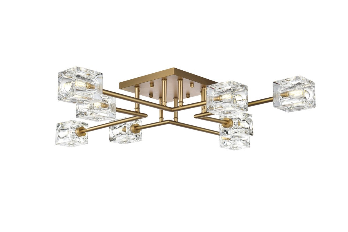 Elegant Lighting - LD920F32SG - Eight Light Flush Mount - Lyra - Satin Gold