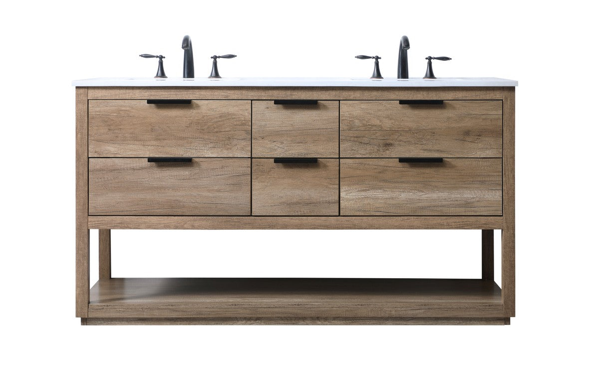 Elegant Lighting - VF19260DNT - Double Bathroom Vanity - Larkin - Natural Oak