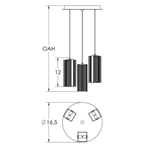 Hammerton Studio - CHB0020-03-MB-0-C01-E2 - Three Light Pendant - Downtown Mesh - Matte Black