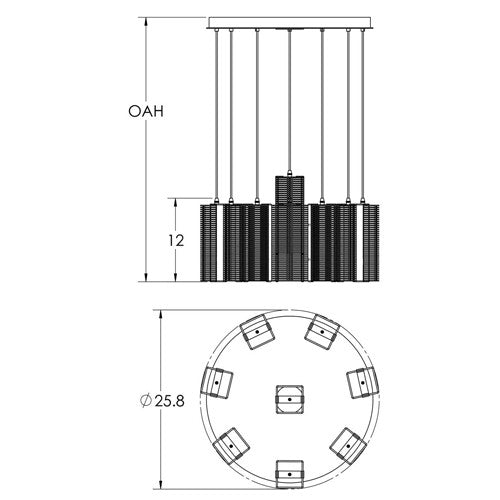 Hammerton Studio - CHB0020-08-FB-0-C01-E2 - Eight Light Pendant - Downtown Mesh - Flat Bronze