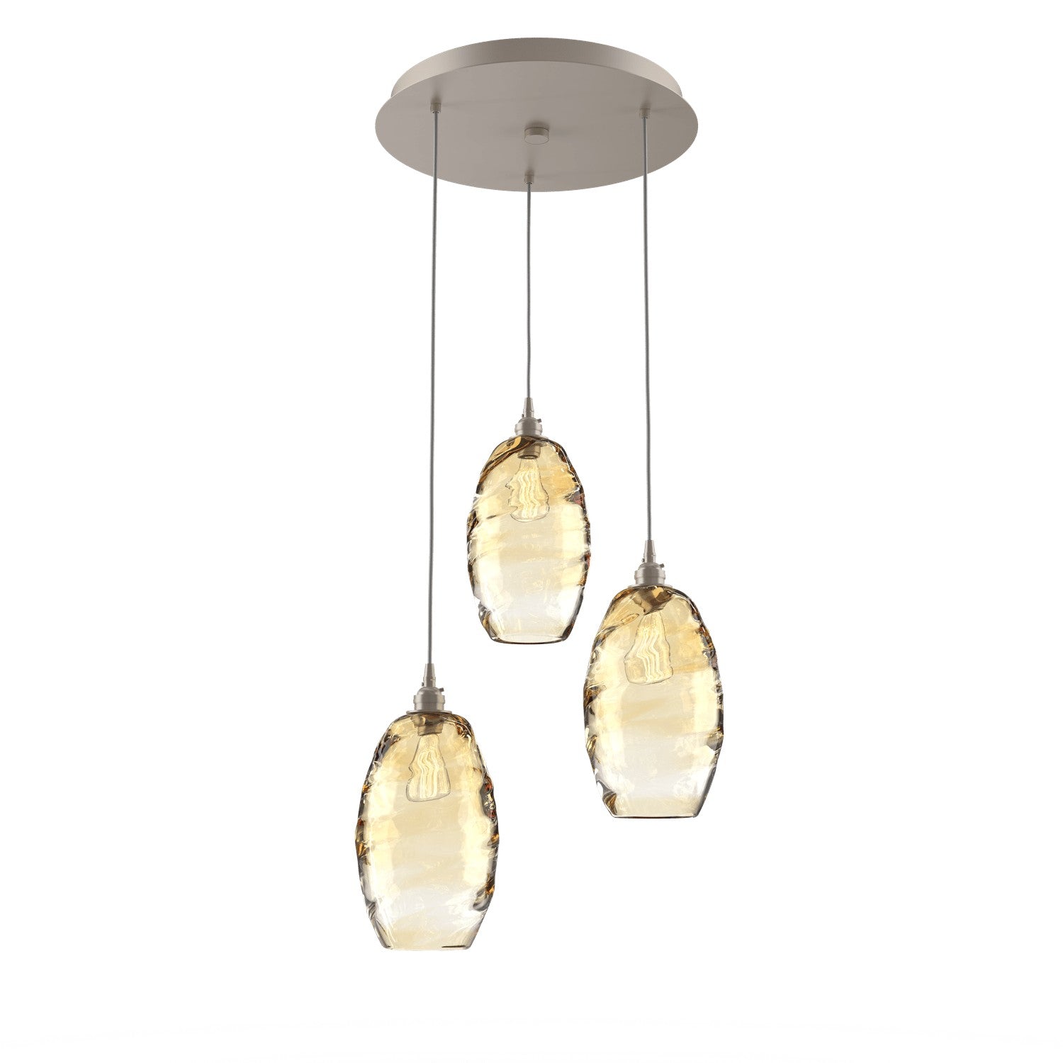 Hammerton Studio - CHB0035-03-BS-OA-C01-E2 - Three Light Pendant - Ellisse - Beige Silver