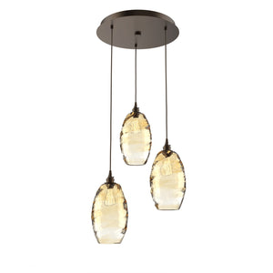 Hammerton Studio - CHB0035-03-FB-OA-C01-E2 - Three Light Pendant - Ellisse - Flat Bronze