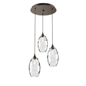 Hammerton Studio - CHB0035-03-FB-OC-C01-E2 - Three Light Pendant - Ellisse - Flat Bronze