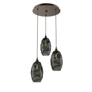 Hammerton Studio - CHB0035-03-FB-OS-C01-E2 - Three Light Pendant - Ellisse - Flat Bronze