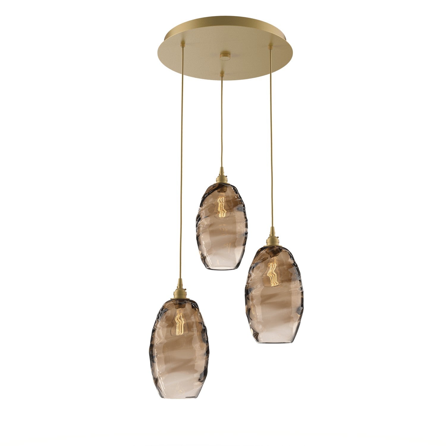 Hammerton Studio - CHB0035-03-GB-OB-C01-E2 - Three Light Pendant - Ellisse - Gilded Brass