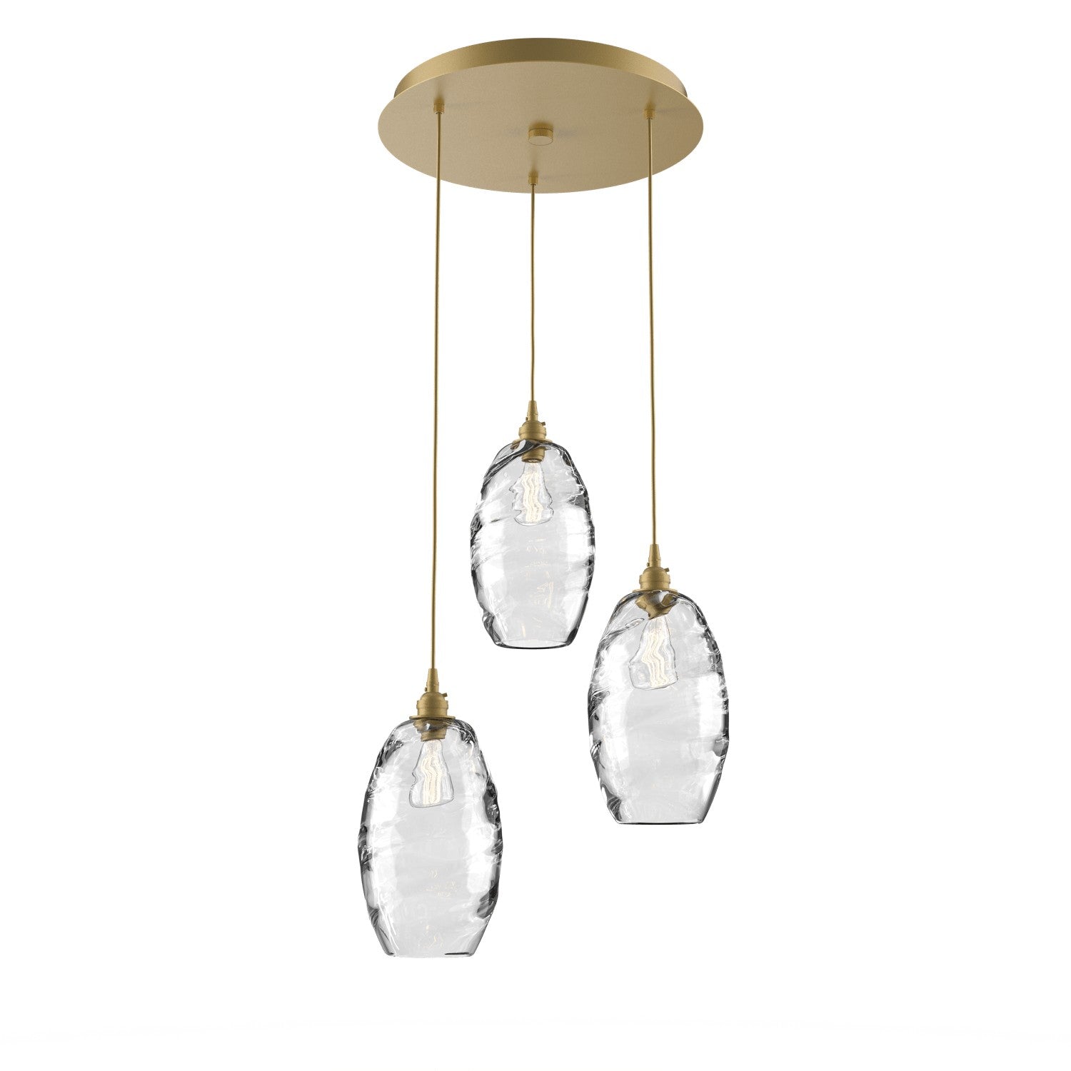 Hammerton Studio - CHB0035-03-GB-OC-C01-E2 - Three Light Pendant - Ellisse - Gilded Brass