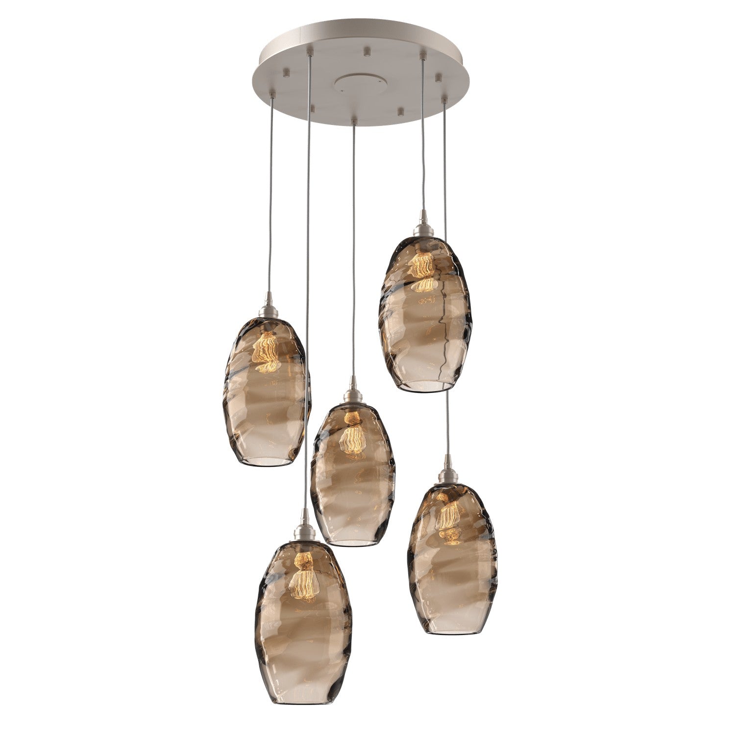 Hammerton Studio - CHB0035-05-BS-OB-C01-E2 - Five Light Pendant - Ellisse - Beige Silver