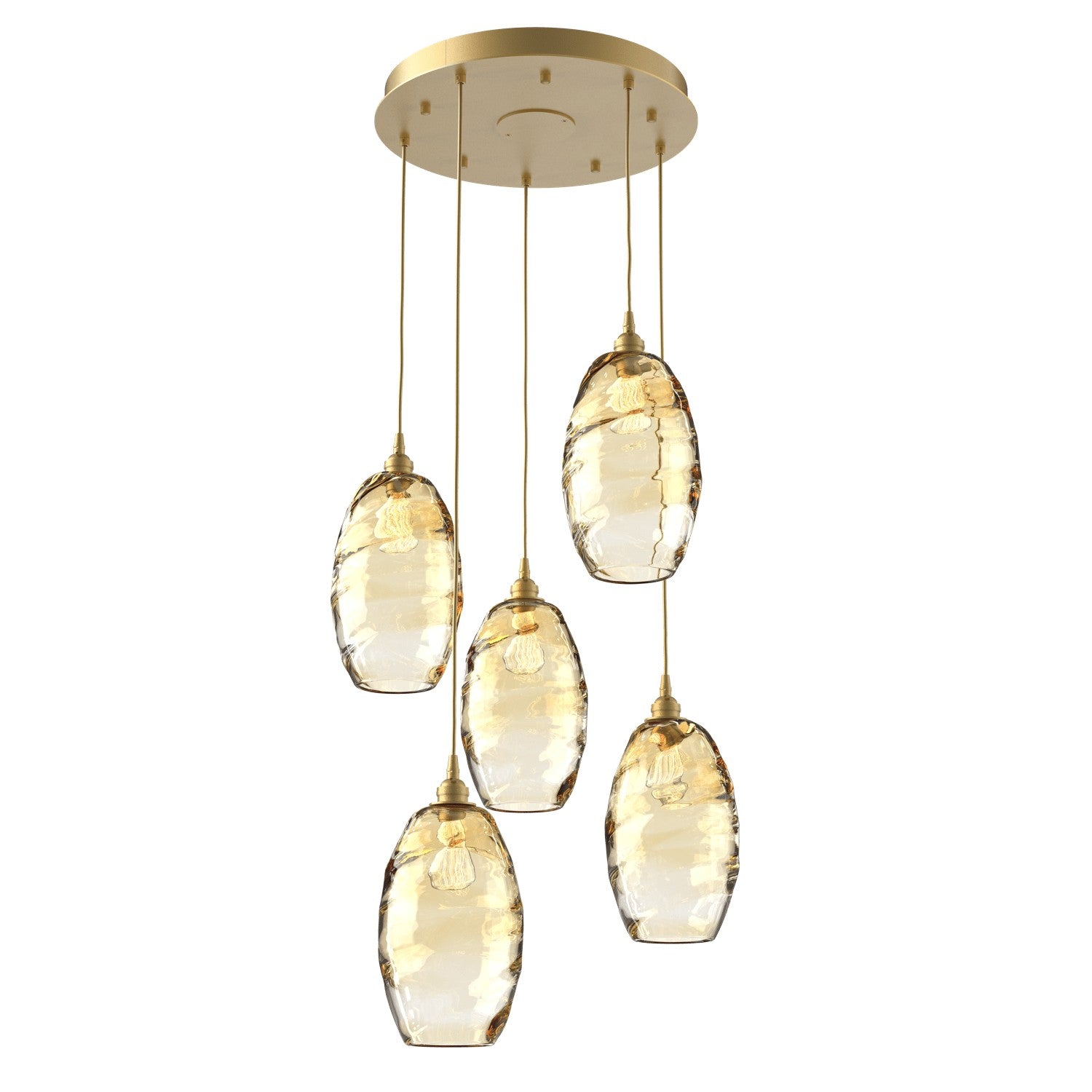 Hammerton Studio - CHB0035-05-GB-OA-C01-E2 - Five Light Pendant - Ellisse - Gilded Brass