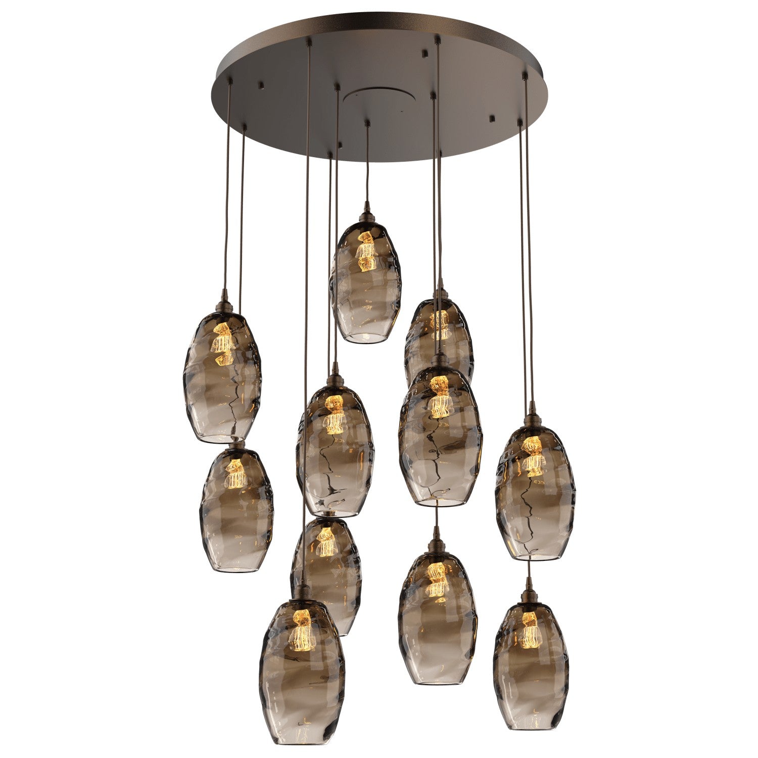 Hammerton Studio - CHB0035-11-FB-OB-C01-E2 - 11 Light Pendant - Ellisse - Flat Bronze