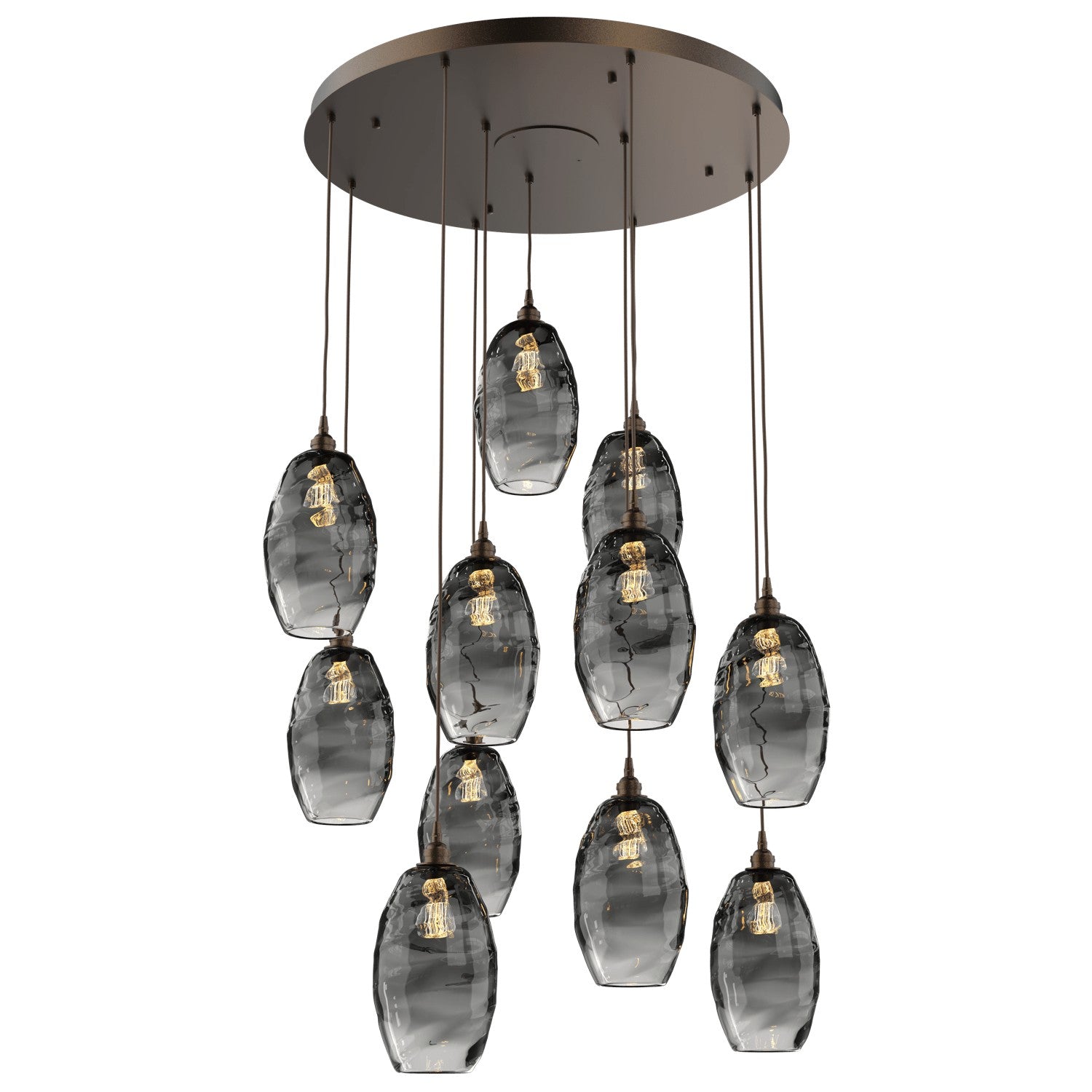 Hammerton Studio - CHB0035-11-FB-OS-C01-E2 - 11 Light Pendant - Ellisse - Flat Bronze