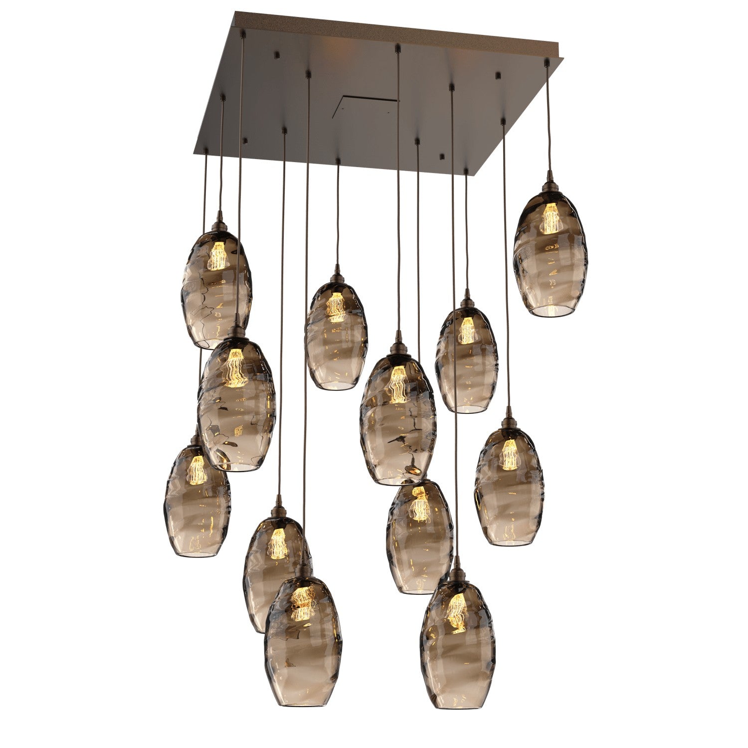 Hammerton Studio - CHB0035-12-FB-OB-C01-E2 - 12 Light Pendant - Ellisse - Flat Bronze