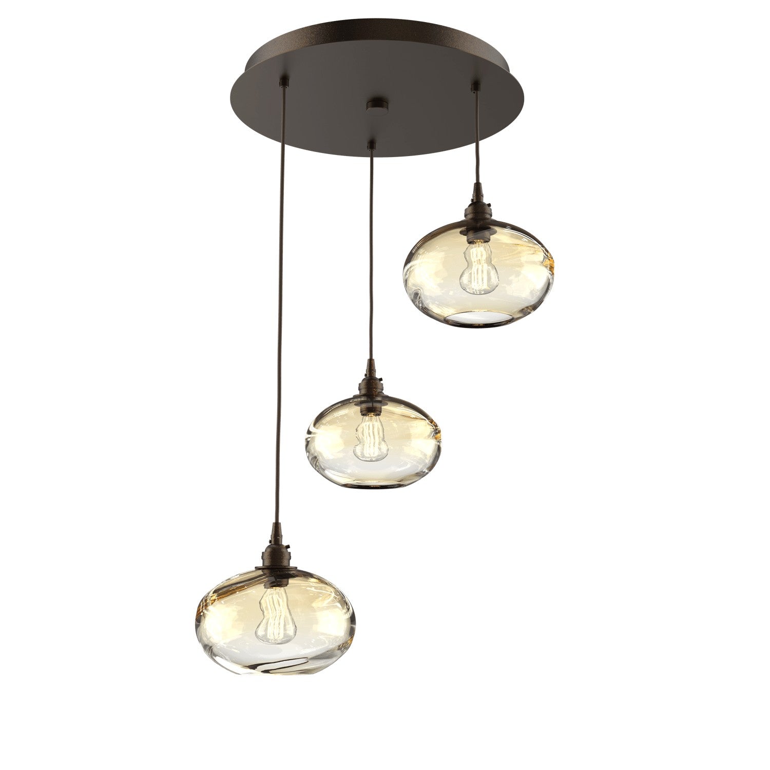 Hammerton Studio - CHB0036-03-FB-OA-C01-E2 - Three Light Pendant - Coppa - Flat Bronze