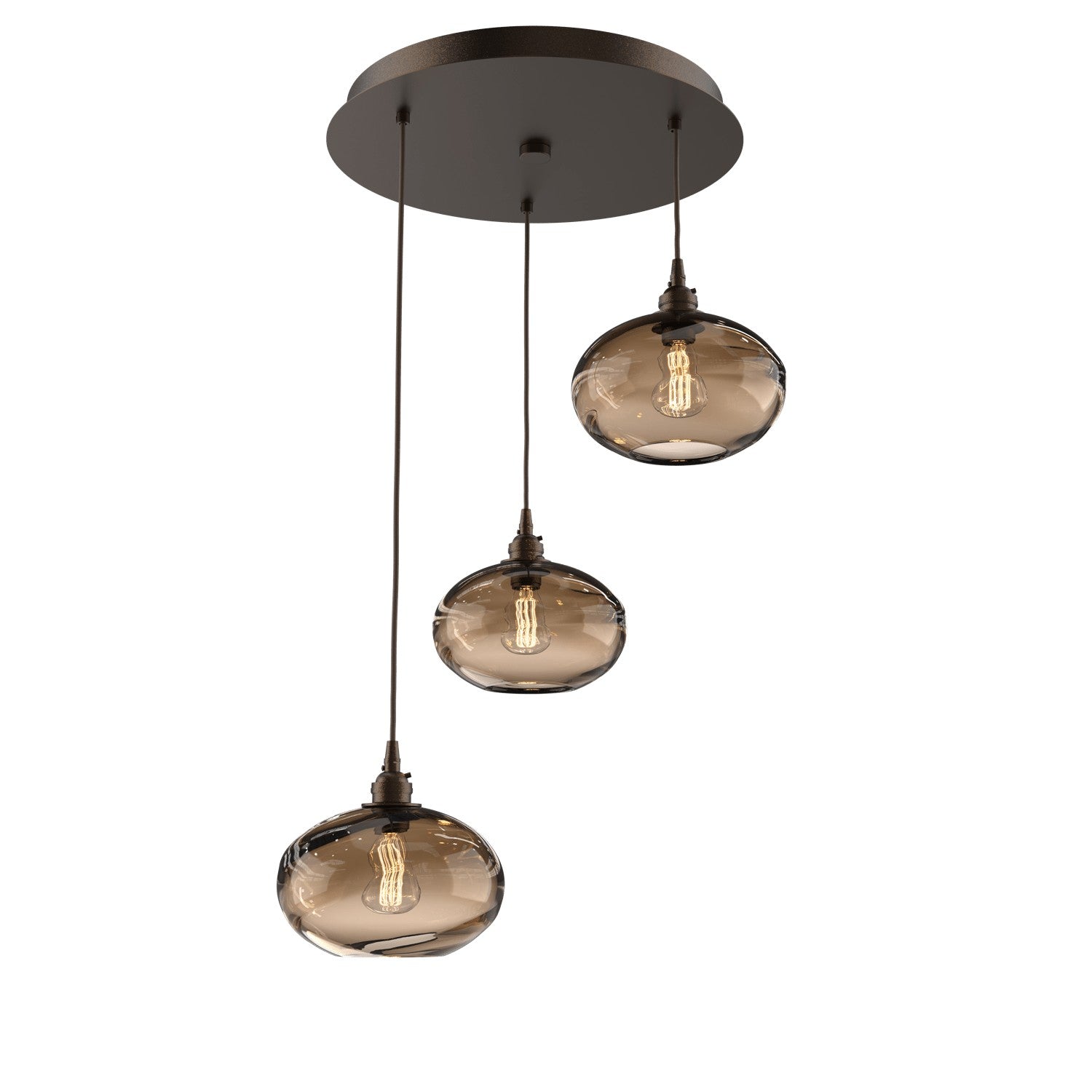 Hammerton Studio - CHB0036-03-FB-OB-C01-E2 - Three Light Pendant - Coppa - Flat Bronze