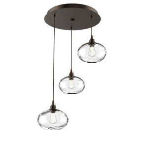 Hammerton Studio - CHB0036-03-FB-OC-C01-E2 - Three Light Pendant - Coppa - Flat Bronze