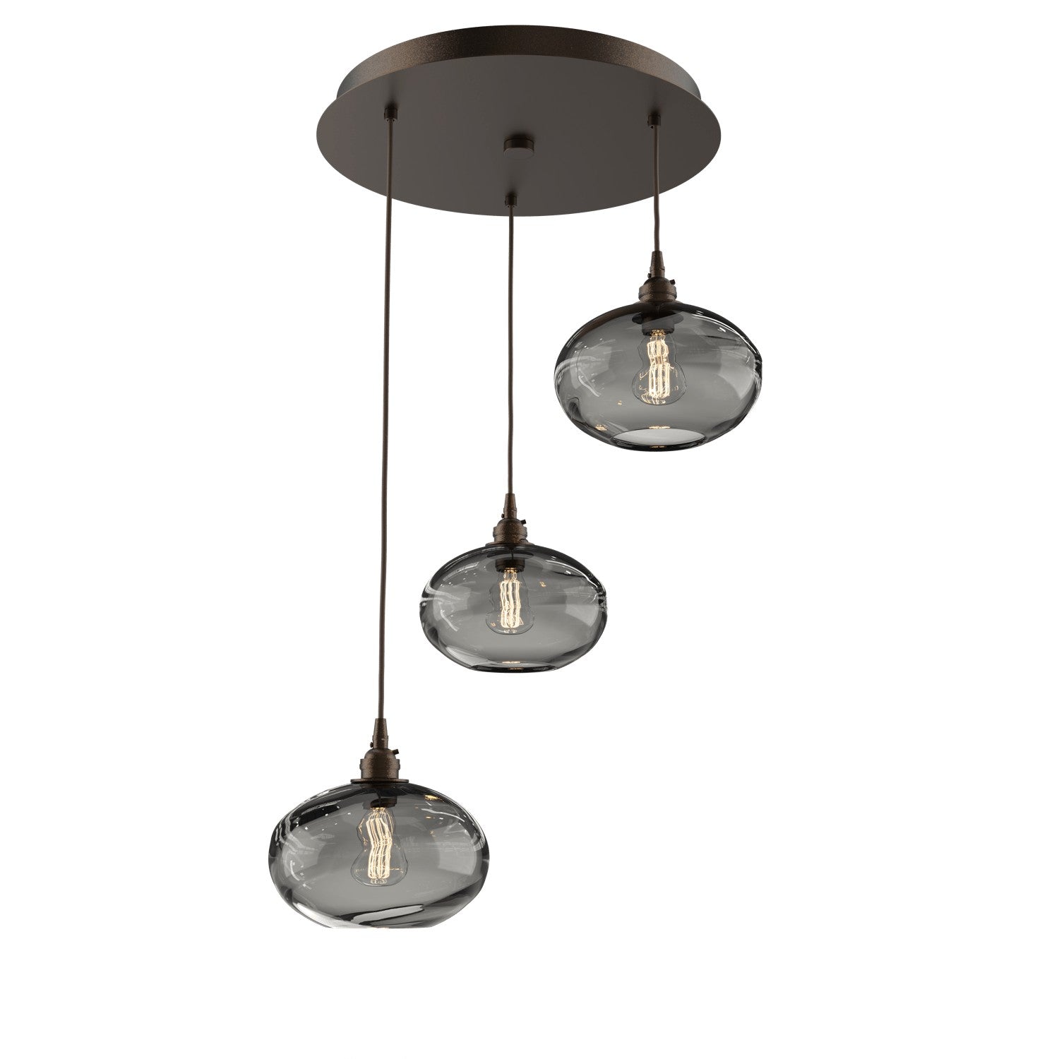 Hammerton Studio - CHB0036-03-FB-OS-C01-E2 - Three Light Pendant - Coppa - Flat Bronze