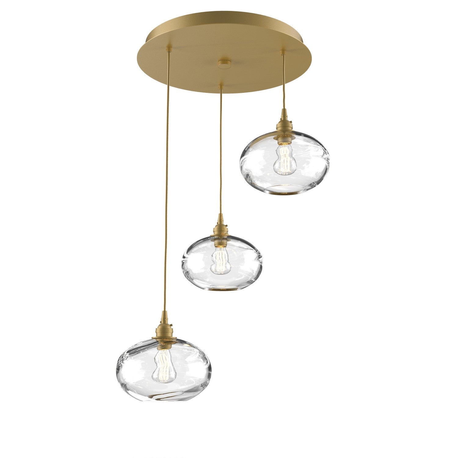 Hammerton Studio - CHB0036-03-GB-OC-C01-E2 - Three Light Pendant - Coppa - Gilded Brass