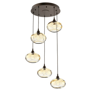 Hammerton Studio - CHB0036-05-FB-OA-C01-E2 - Five Light Pendant - Coppa - Flat Bronze