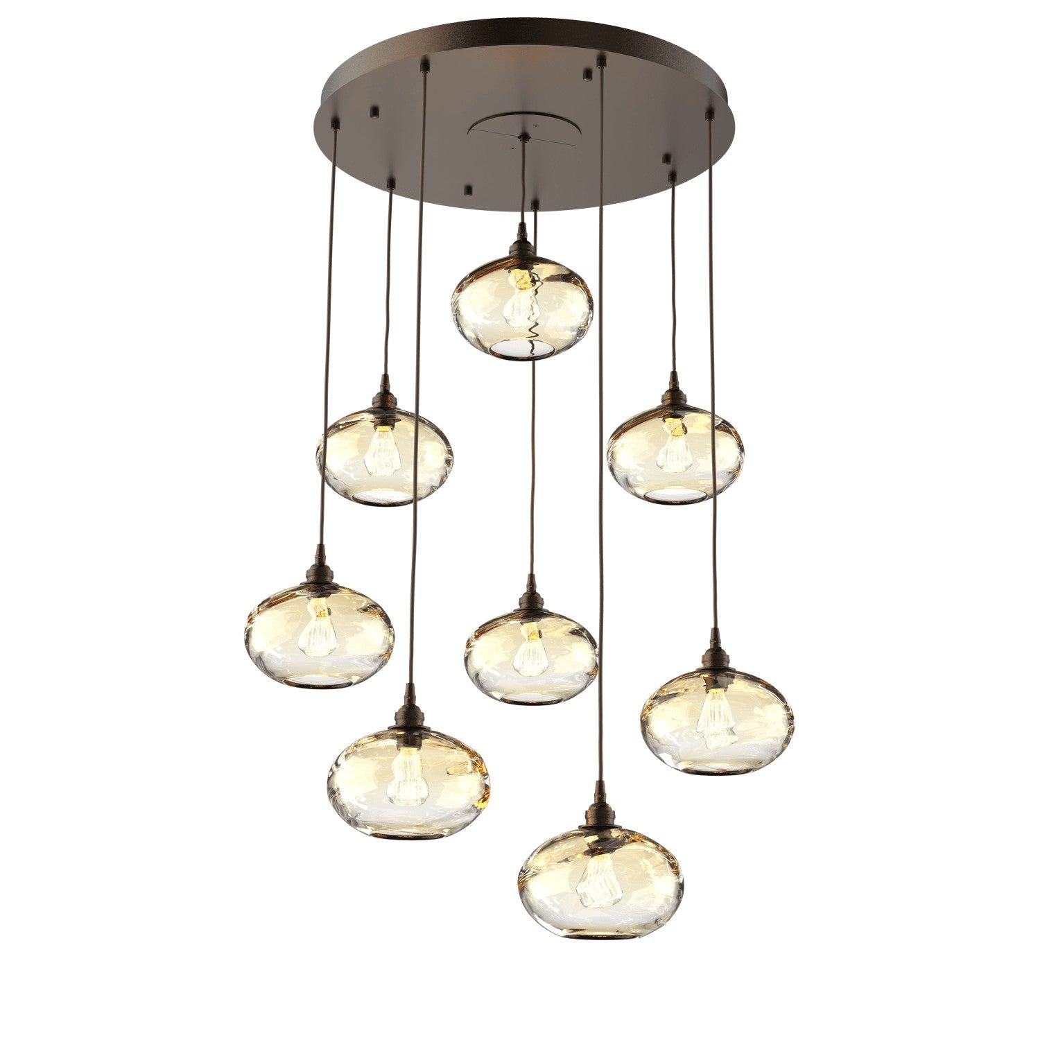 Hammerton Studio - CHB0036-08-FB-OA-C01-E2 - Eight Light Pendant - Coppa - Flat Bronze