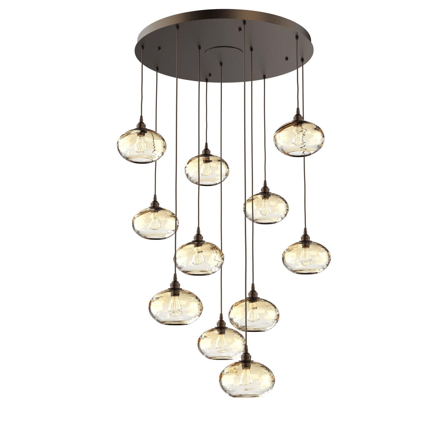 Hammerton Studio - CHB0036-11-FB-OA-C01-E2 - 11 Light Pendant - Coppa - Flat Bronze