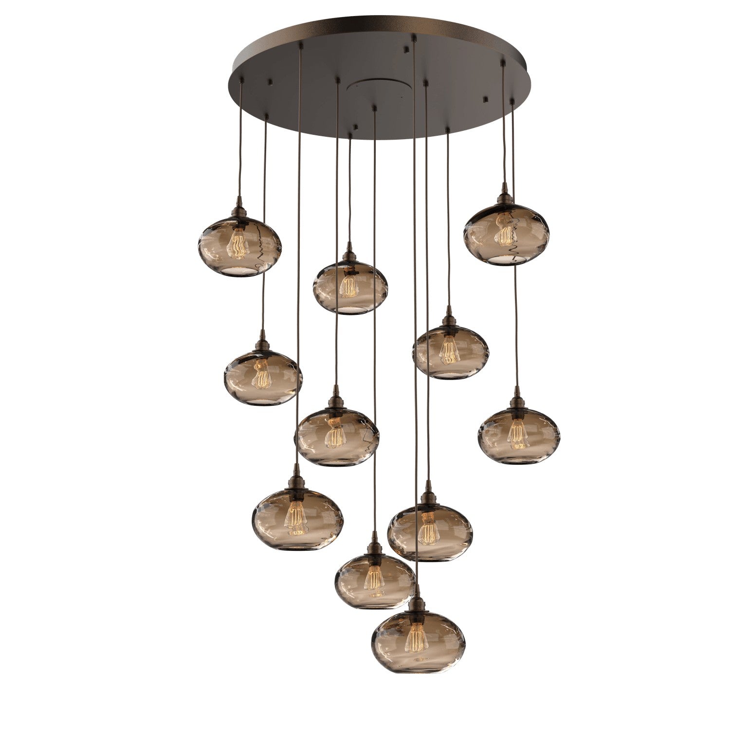 Hammerton Studio - CHB0036-11-FB-OB-C01-E2 - 11 Light Pendant - Coppa - Flat Bronze