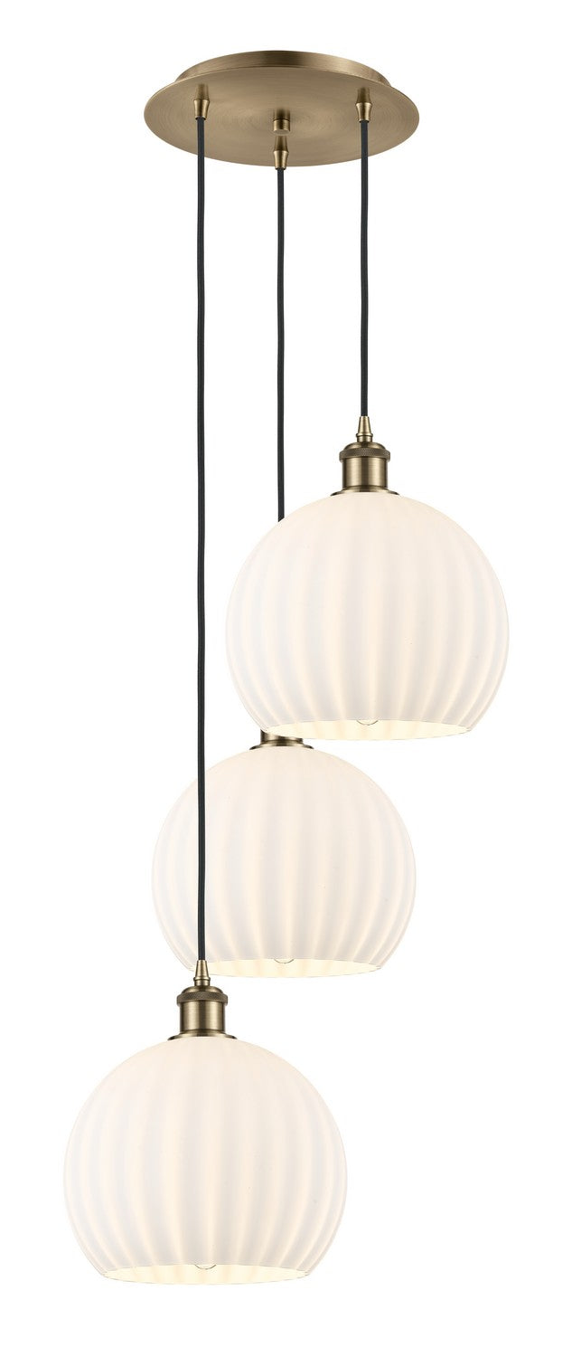 Innovations - 113B-3P-AB-G1217-10WV - LED Pendant - Ballston - Antique Brass