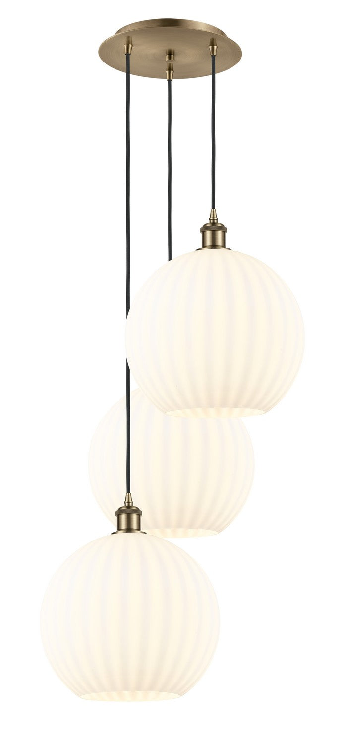 Innovations - 113B-3P-AB-G1217-12WV - LED Pendant - Ballston - Antique Brass