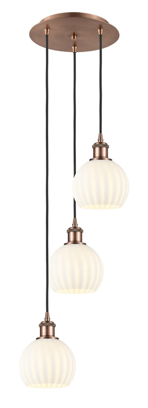 Innovations - 113B-3P-AC-G1217-6WV - LED Pendant - Ballston - Antique Copper