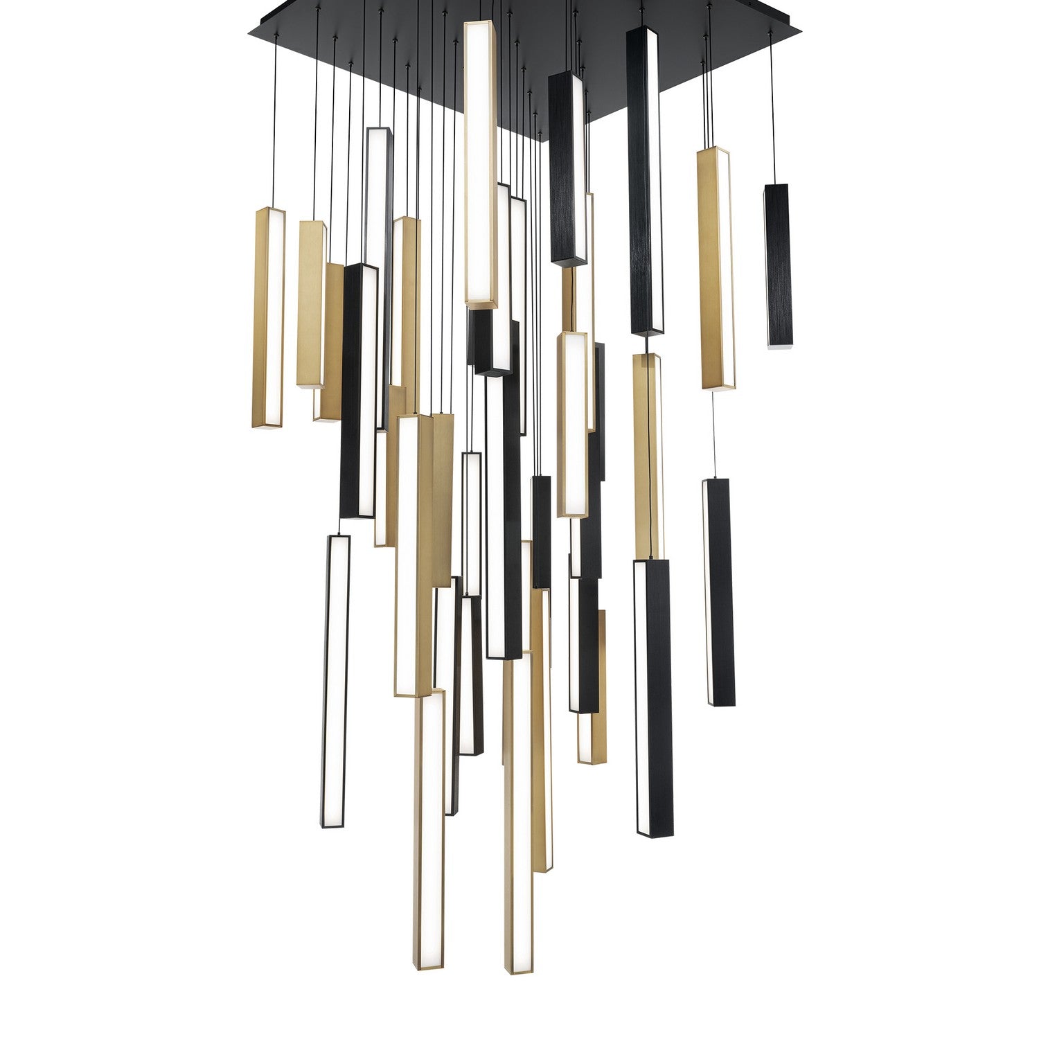 Modern Forms - PD-64841S-BK/AB-BK - LED Pendant - Chaos - Black/Aged Brass & Black