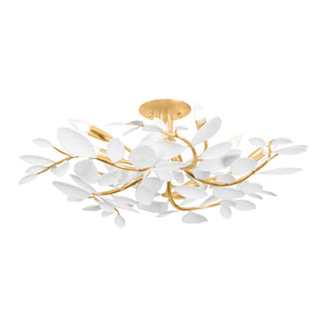 Hudson Valley - 2232-VGL/WP - Ten Light Semi Flush Mount - Marabec - Vintage Gold Leaf/ White Plaster