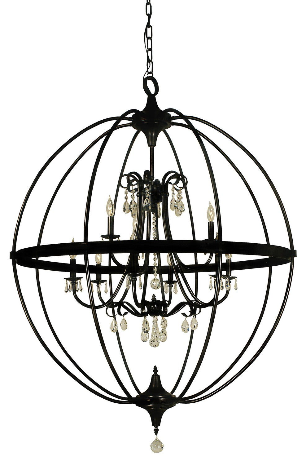 Framburg - 1070 MBLACK - Nine Light Foyer Chandelier - Compass - Matte Black