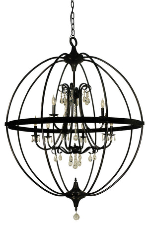 Framburg - 1070 MBLACK - Nine Light Foyer Chandelier - Compass - Matte Black