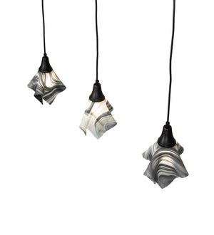 Meyda Tiffany - 270753 - Three Light Island Pendant - Handkerchief - Black Metal